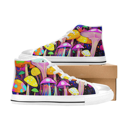 MEN'S Magic Mushrooms Art 4 High Top Canvas Dreamcore Sneakers
