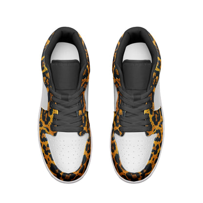 Leopard Print Classic Custom Sneakers | Freaky Shoes® Unisex Low Top Sneakers