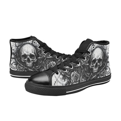 Dark Crown Skull Men's Gothic Art High Top Canvas Shoes | Freaky Shoes®