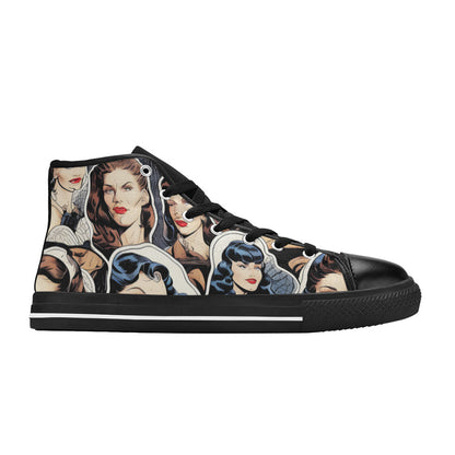 WOMEN'S Cc Retro Faces High Top Canvas Neon Fantasy Custom Sneakers