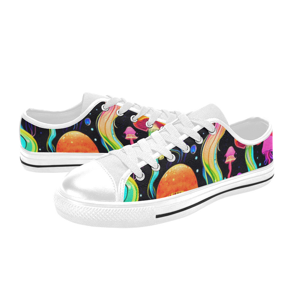WOMEN'S Jellyfish Vibrant Mushroom Art Canvas Grunge Shoes