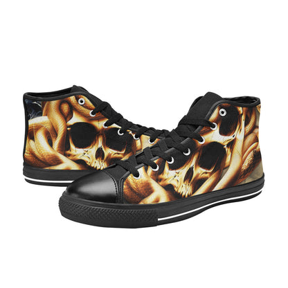 WOMEN'S Cc Snake Skull Art High Top Canvas Wallpaper Art Shoes
