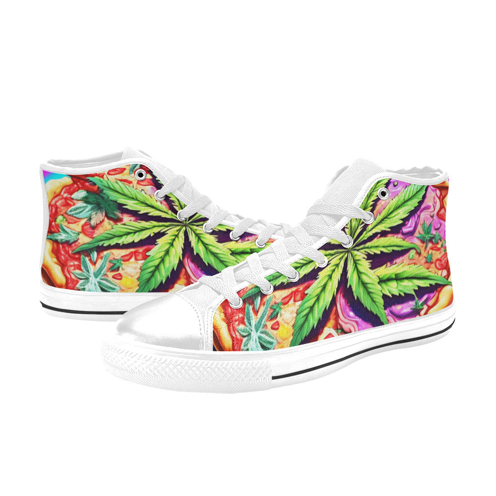 MEN'S Trippy Pizza Art 420 High Top Canvas Aesthetic Sneakers
