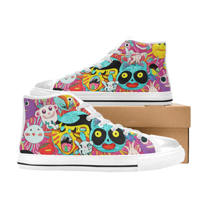 WOMEN'S Crazy Illustrations 2 High Top Canvas Cottagecore Custom Shoes