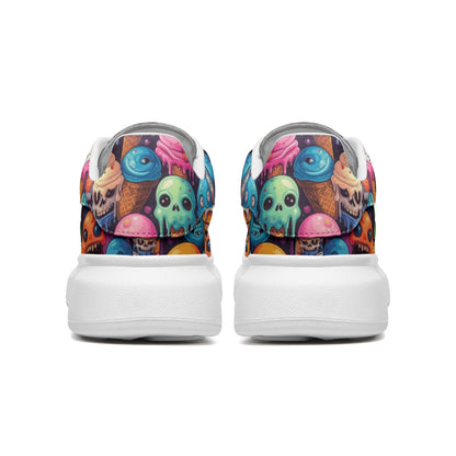 Ice Cream Melting Monsters Art Platform Unisex Non Slip Lace Up Faux Leather Sneakers