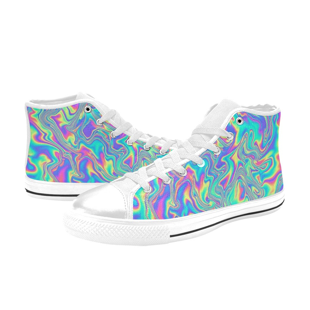 KIDS' Holographic Tribal Blaze 4 High Top Canvas Aesthetic Shoes