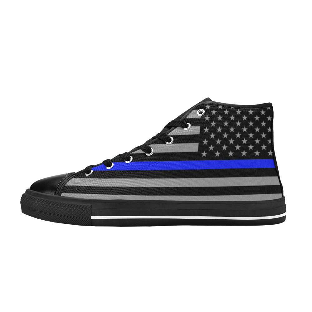MEN'S Thin Blue Line Flag High Top Canvas Surreal Shoes