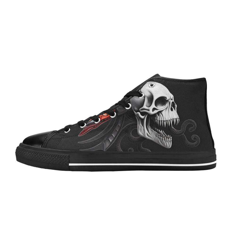 MEN'S Cc Skull Art Men’S High Top Canvas Grunge Custom Sneakers