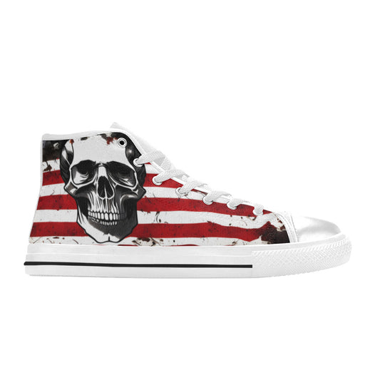 MEN'S Patriotic Skull Art Men’S High Top Canvas Wallpaper Art Sneakers