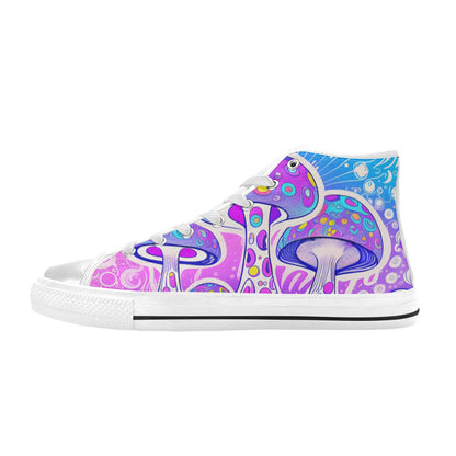 WOMEN'S Magic Mushrooms Art High Top Canvas Cottagecore Sneakers