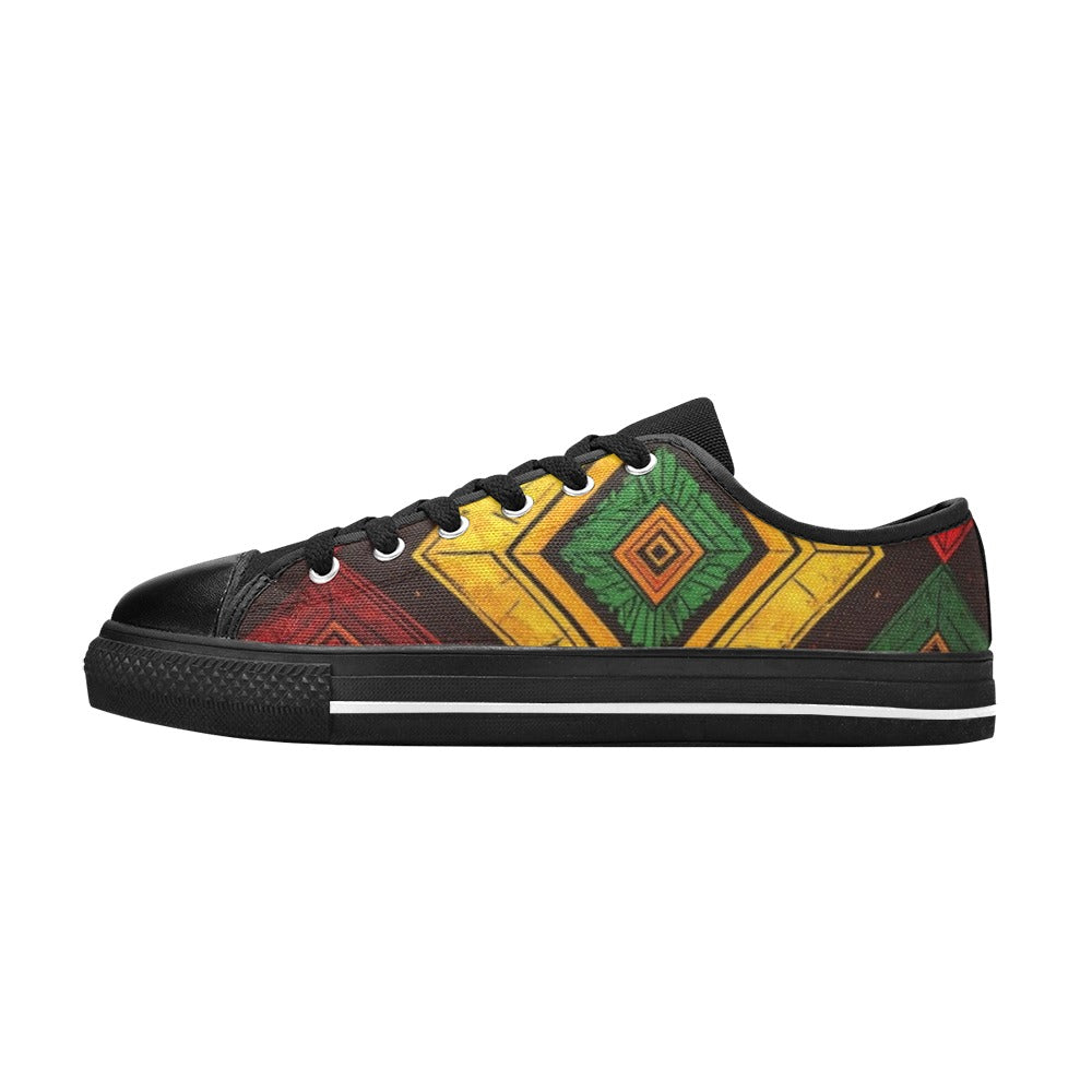 KIDS' African Kente Cloth Low Top Canvas Vivid Custom Sneakers