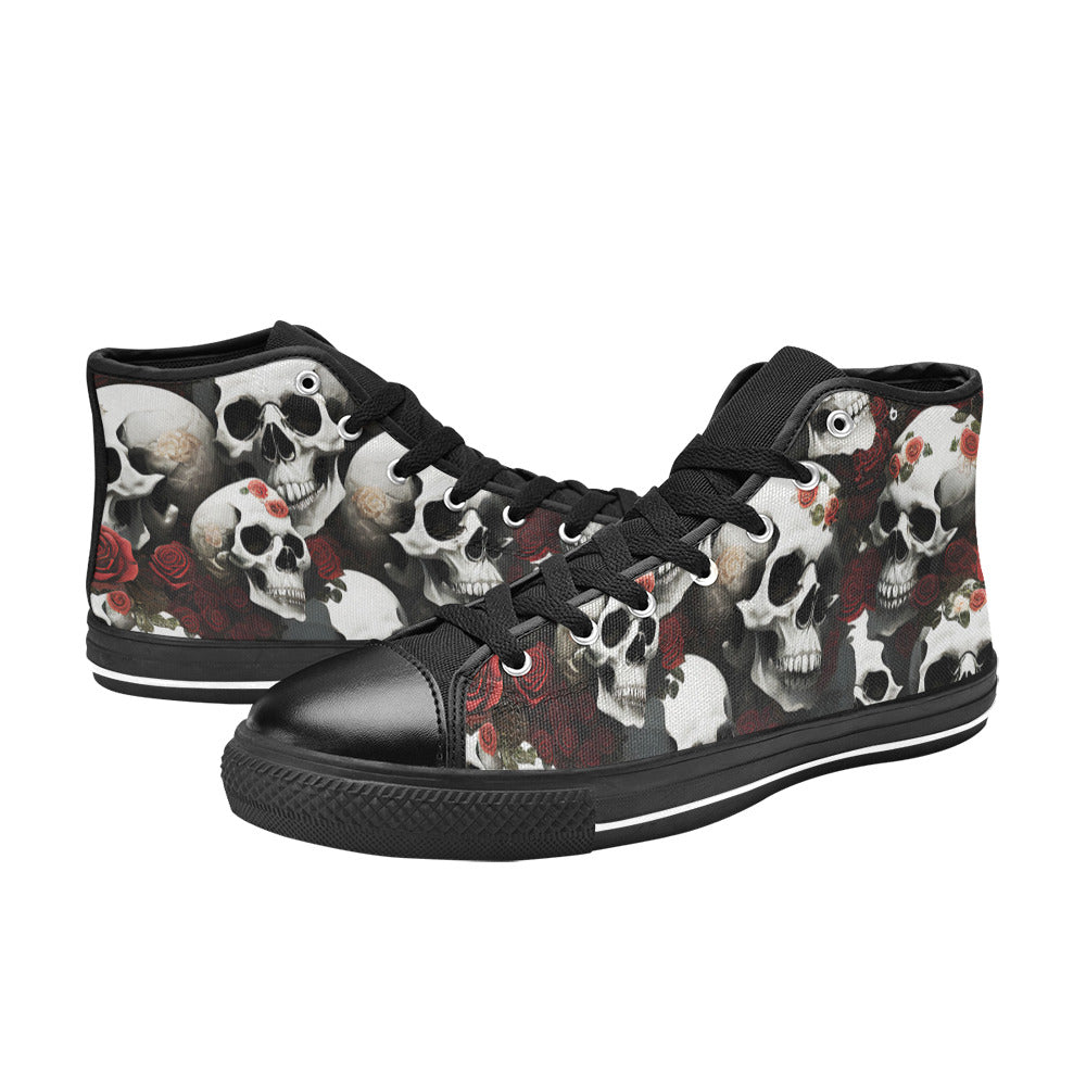 MEN'S Rose Skulls Dark 3 High Top Canvas Cottagecore Custom Sneakers