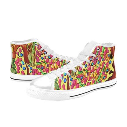 WOMEN'S Pizza Fantasy Artwork High Top Canvas Wallpaper Art Sneakers