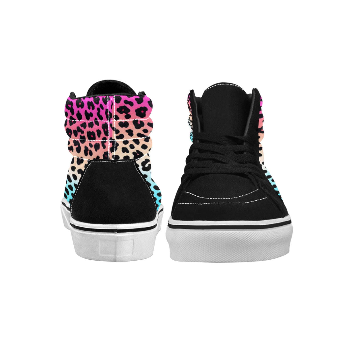 WOMEN'S Gradient Leopard Print High Top Skateboarding Vivid Sneakers