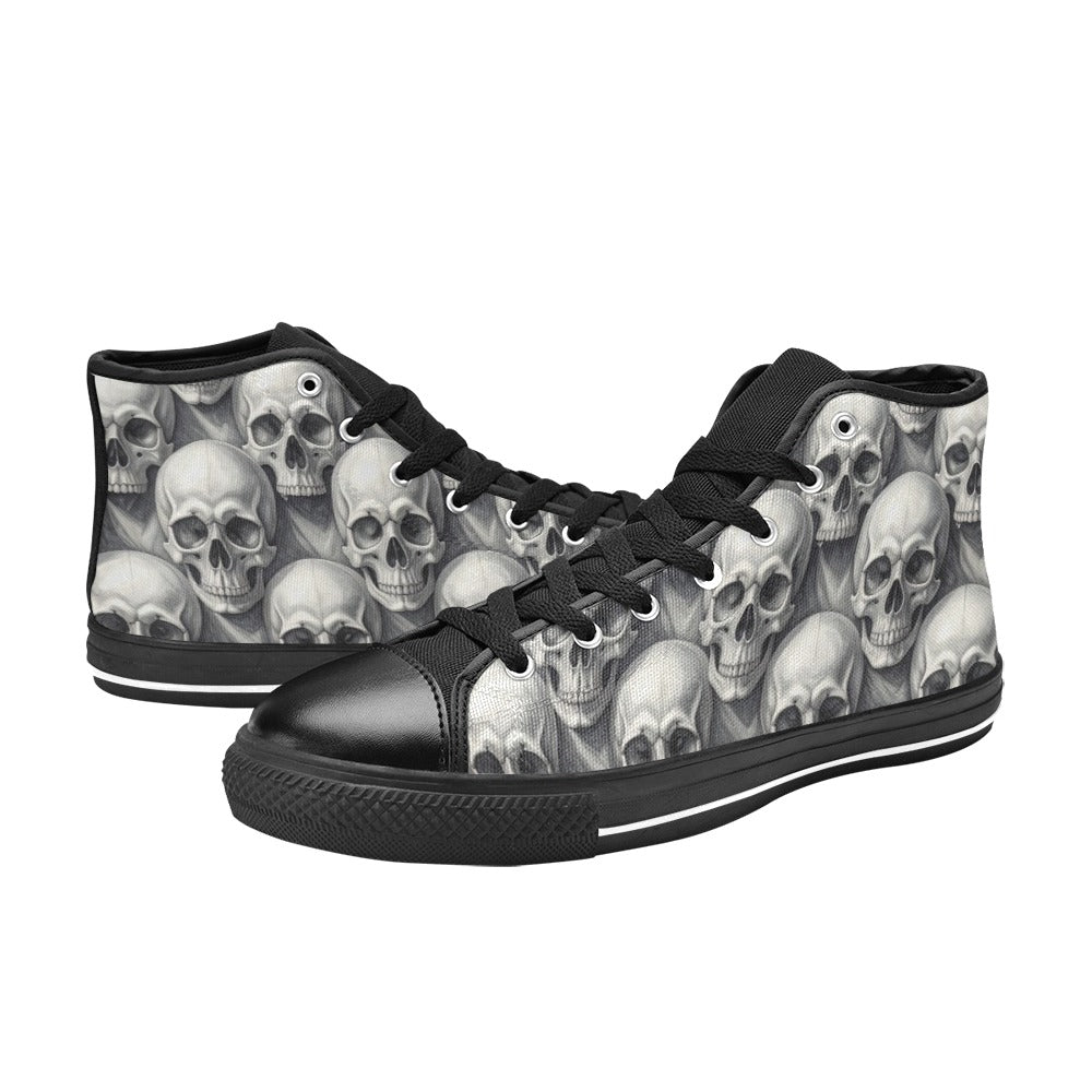WOMEN'S Hyper Realistic Skull High Top Canvas Vivid Sneakers