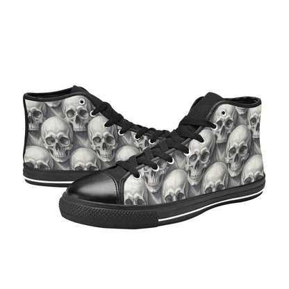 WOMEN'S Hyper Realistic Skull High Top Canvas Vivid Sneakers
