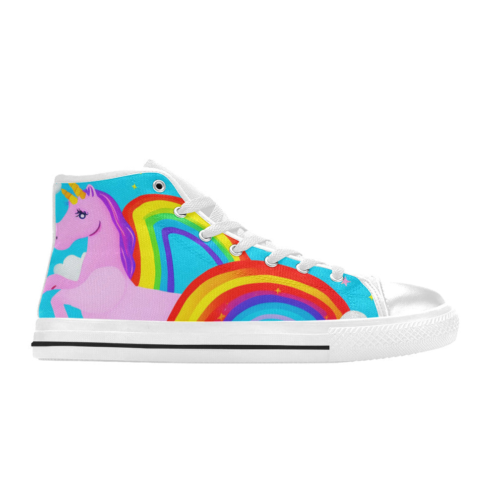 MEN'S Unicorn Rainbows Art Men’S High Top Canvas Surreal Custom Shoes