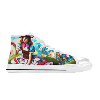 WOMEN'S Creepy Wonderland Character Surreal High Top Canvas Dark Academia Custom Shoes