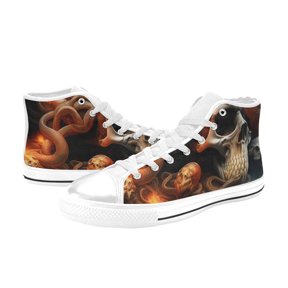 WOMEN'S Cc Snakes Skulls High Top Canvas Grunge Custom Shoes