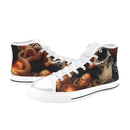WOMEN'S Cc Snakes Skulls High Top Canvas Grunge Custom Shoes