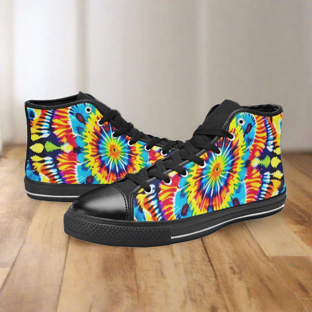 Butterfly Rainbow Navy Indigo Wearable WOMEN Bold Art - Freaky Shoes | Custom Art Sneakers