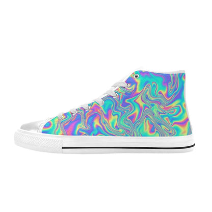 MEN'S Holographic Tribal Blaze 4 High Top Canvas Vibrant Chaos Custom Sneakers