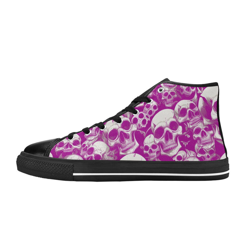 MEN'S Skulls Mania Purple Men’S High Top Canvas Wallpaper Art Sneakers