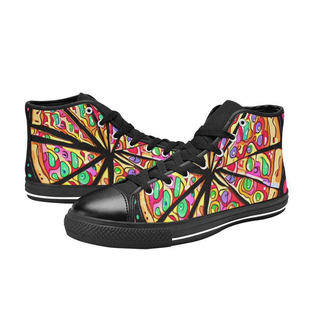 MEN'S Pizza Fantasy Art Men’S High Top Canvas Vivid Custom Sneakers