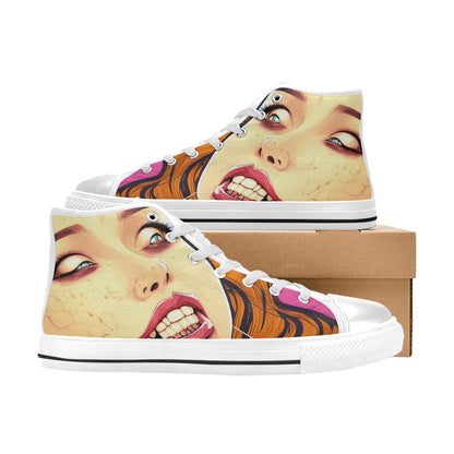 MEN'S Cc Retro Woman Face High Top Canvas Cottagecore Custom Sneakers