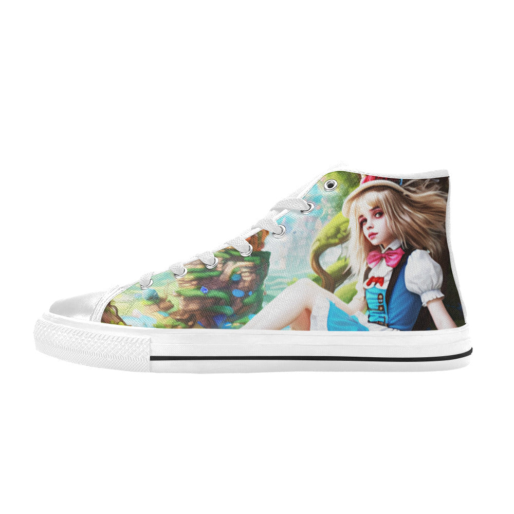 WOMEN'S Acid Creepy Wonderland Psychedelic High Top Canvas Neon Fantasy Custom Sneakers