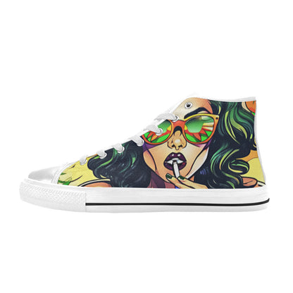 WOMEN'S Comic Book Art Woman High Top Canvas Y2K Sneakers