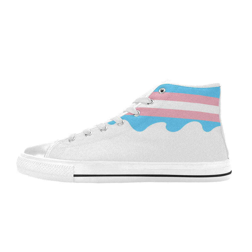 WOMEN'S Transgender Flag Pride LGBT High Top Canvas Custom Shoes