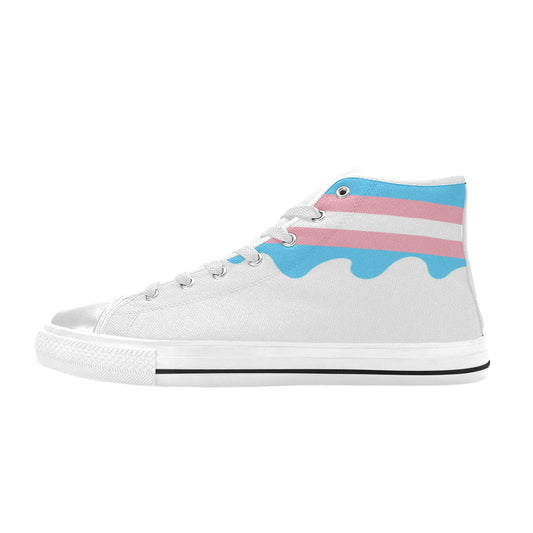 WOMEN'S Transgender Flag Pride LGBT High Top Canvas Custom Shoes