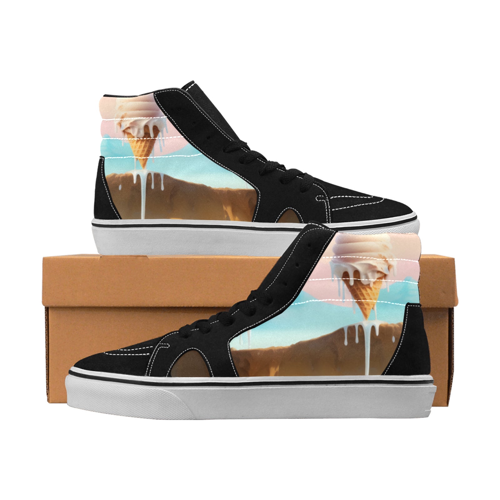 WOMEN'S Ice Cream Art Melting High Top Skateboarding Grunge Custom Shoes