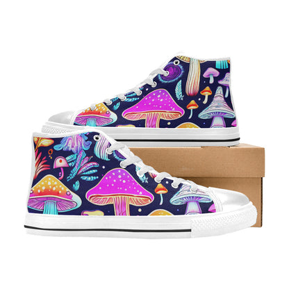 MEN'S Olorful Mushrooms Art Vibes High Top Canvas Dark Academia Custom Shoes