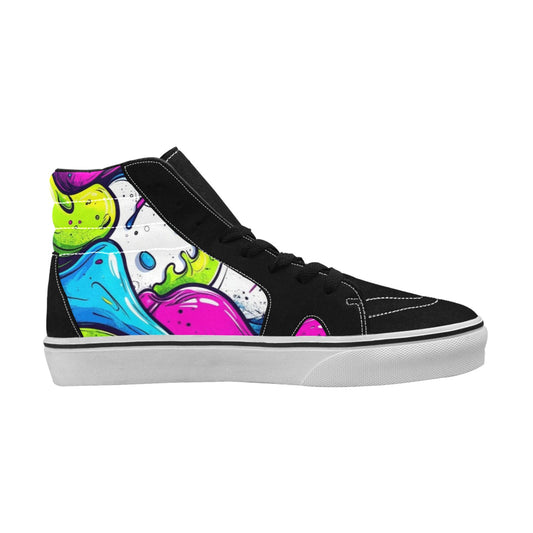 MEN'S Acid Wash Cartoon Art High Top Skateboarding Surreal Shoes