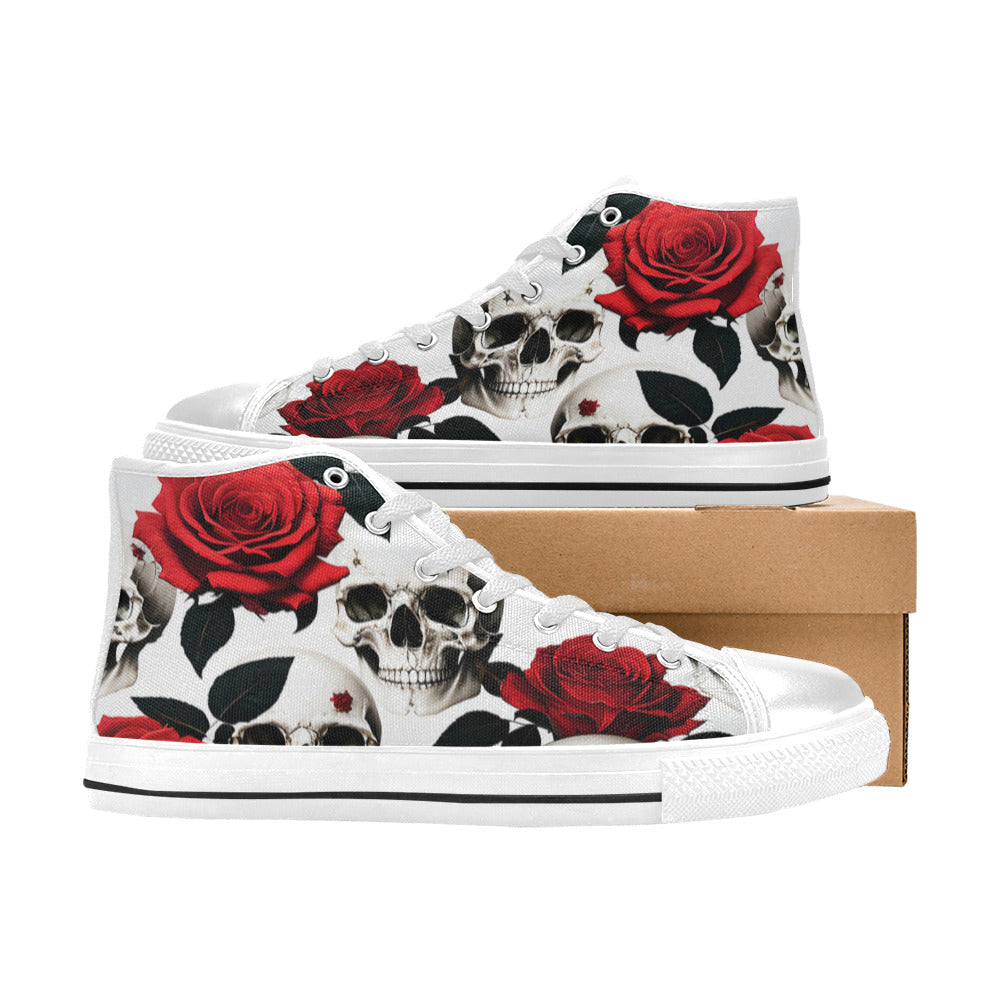 MEN'S Skulls Roses Deluxe 5 High Top Canvas Dark Academia Sneakers