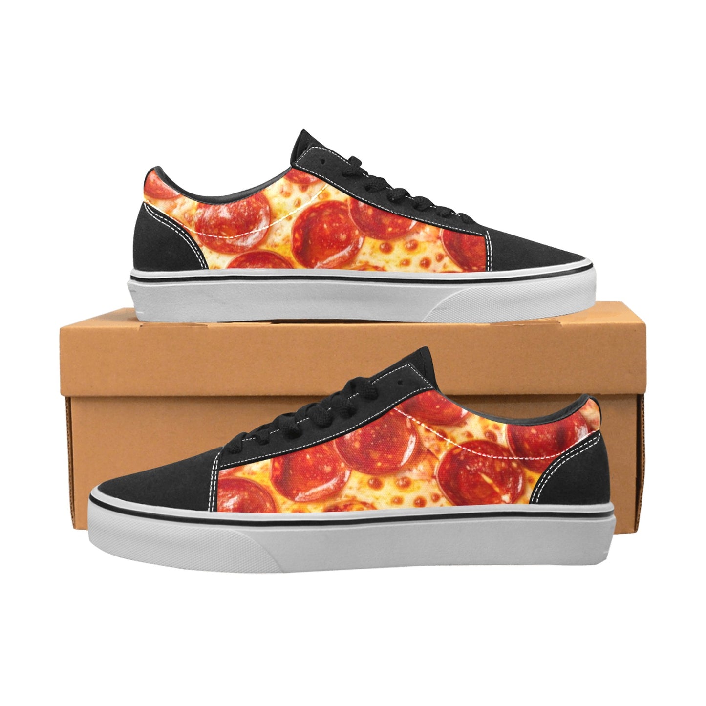 MEN'S Pepperoni Pizza Low Top Skateboarding Cottagecore Custom Shoes