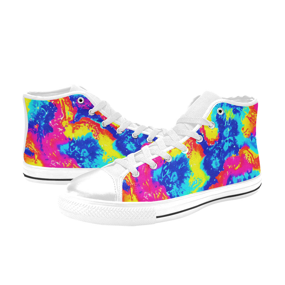 MEN'S Tie Dye Splash Retro High Top Canvas Neon Fantasy Sneakers