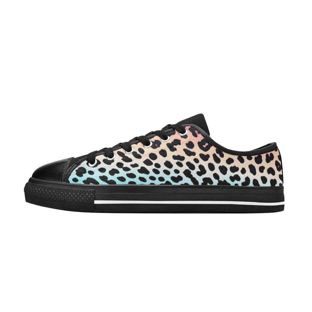 MEN'S Gradient Leopard Print Canvas Grunge Custom Sneakers