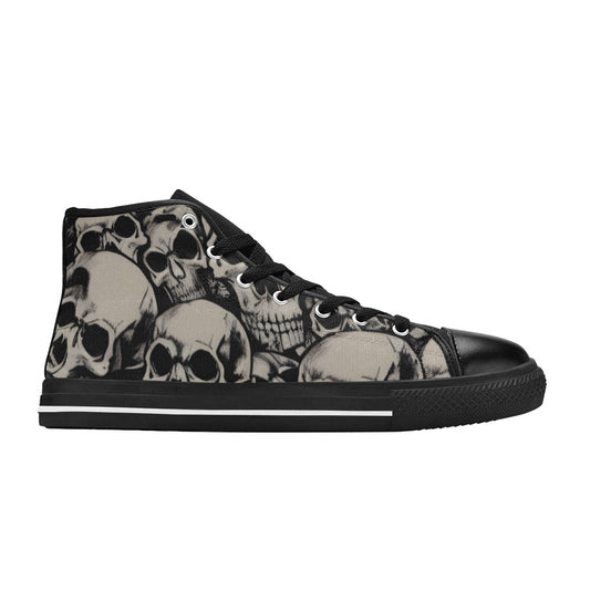 WOMEN'S Cc Retro Skulls Art High Top Canvas Vibrant Chaos Custom Shoes