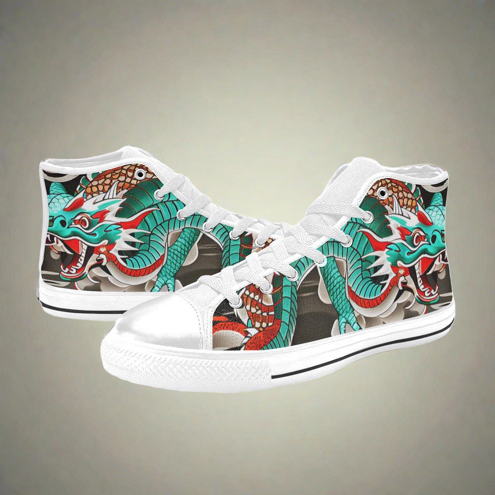 Cherry Blossom White Gold Custom MEN Bold Art - Freaky Shoes | Custom Art Sneakers