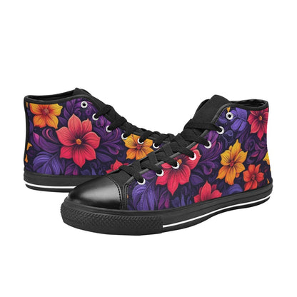 KIDS' Exotic Floral Weave High Top Canvas Dreamcore Custom Shoes