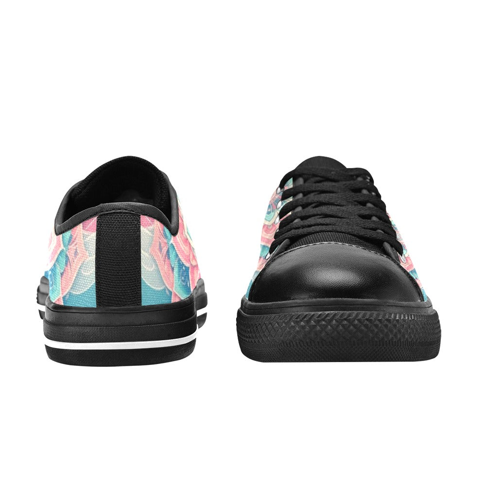 KIDS' Pastel Wave Mandala Low Top Canvas Wallpaper Art Custom Sneakers