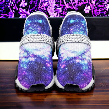 Galaxy Art hand-made high-top canvas shoes — unique wearable art by Freaky Shoes