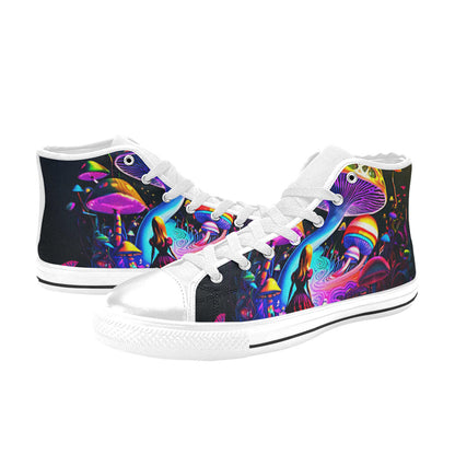 WOMEN'S Creepy Wonderland Model Art High Top Canvas Vibrant Chaos Shoes