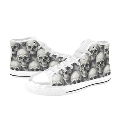 Grey Skull Crown Women's Gothic Dark Art High Top Canvas Shoes | Freaky Shoes®