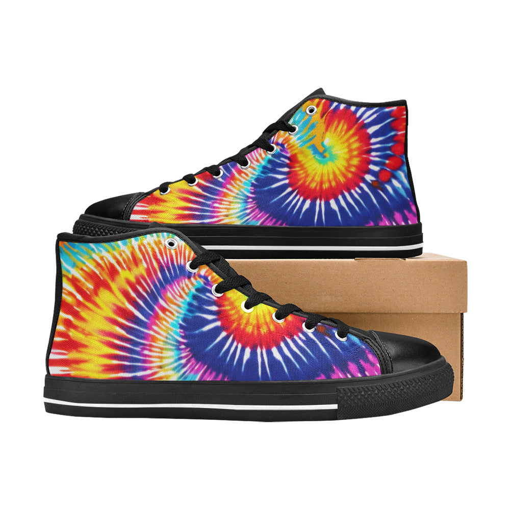 WOMEN'S Tie Dye Splash High Top Canvas Vibrant Chaos Shoes