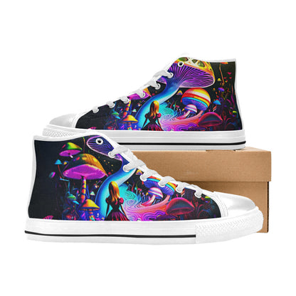 WOMEN'S Creepy Wonderland Model Art High Top Canvas Vibrant Chaos Shoes