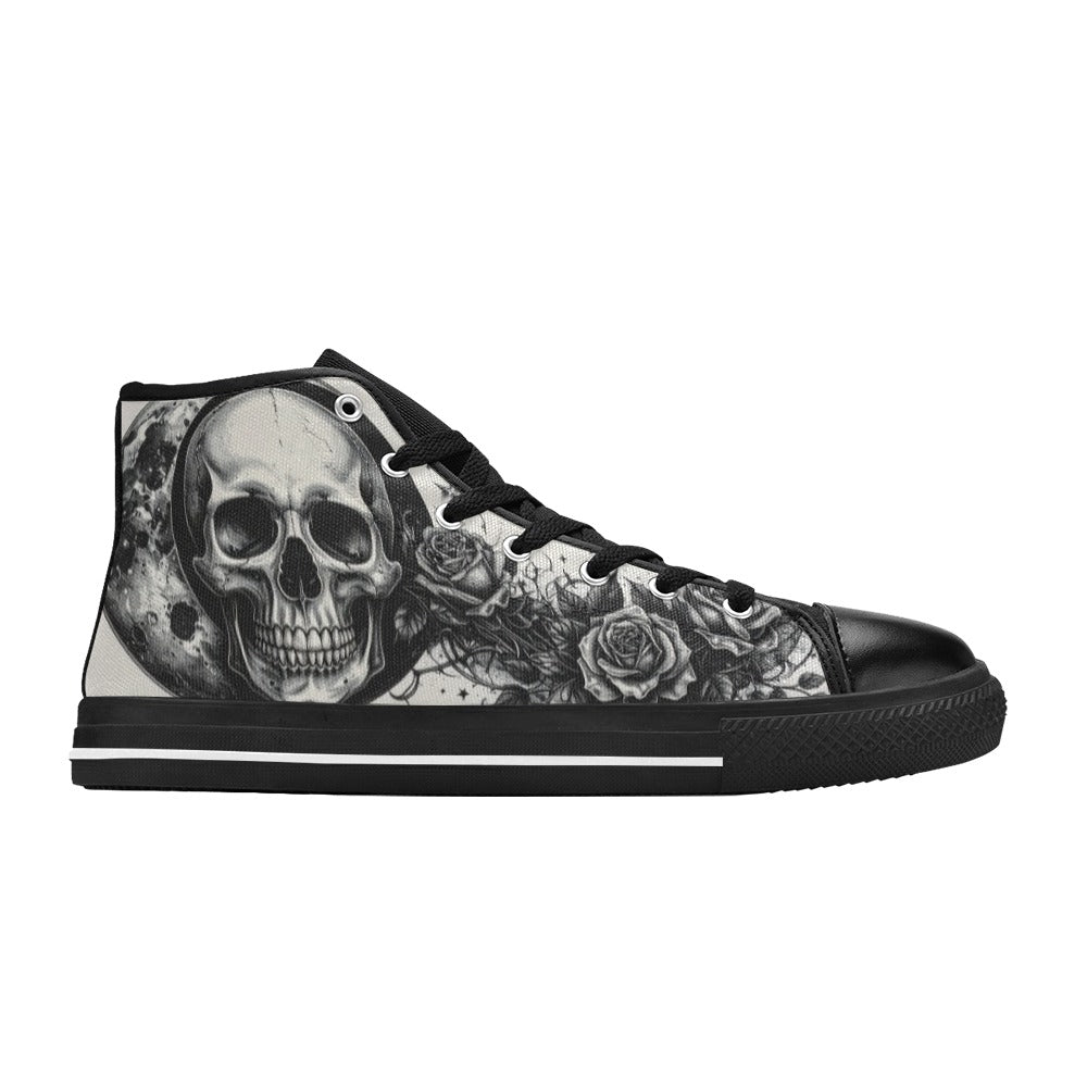 Dark Gothic Skull Men's Art High Top Canvas Shoes | Freaky Shoes®